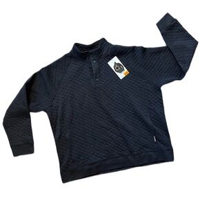 Eddie Bauer Quilted Quarter Snap Grey Mens Pullover With Front Pocket Size XXL